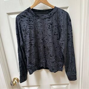 Lululemon Warm Down Crushed Velvet Crew Neck Long Sleeve Black Women's 6